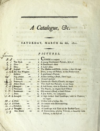 A catalogue of the distinguished, capital, and truly valuable collection of cabinet pictures, late the property of the Countess of Holderness, dec