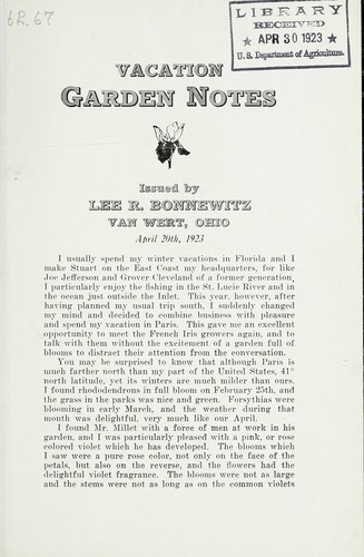 Vacation garden notes