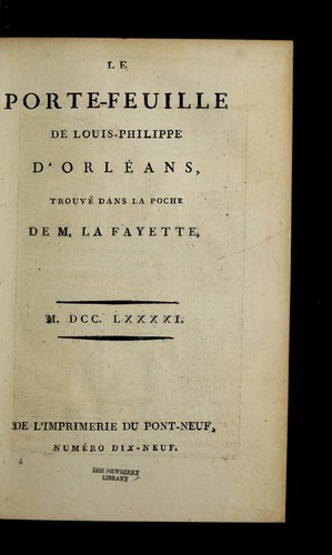 Le porte-feuille de Louis-Philippe d'Orle ans, trouve  dans la poche de M. La Fayette
