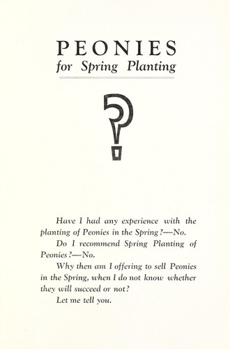 Peonies for spring planting?