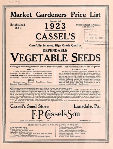 Market gardeners price list