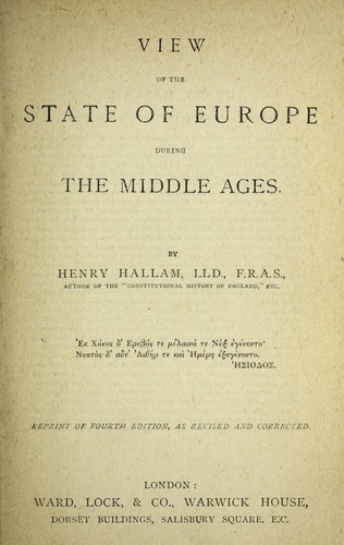 View of the state of Europe during the middle ages