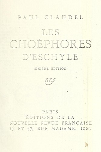 Les Choéphores d'Eschyle