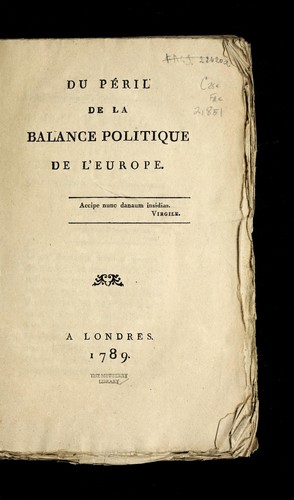 Du pe ril de la balance politique de l'E urope