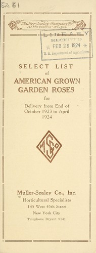 Select list of American grown garden roses for delivery from end of October 1923 to April 1924