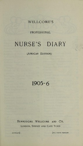 Wellcome's professional nurse's diary 1905-6