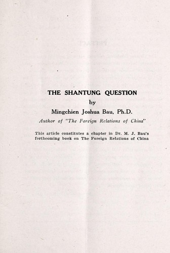 The Shantung question