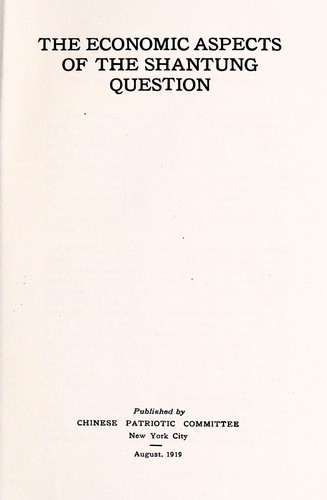 The economic aspects of the Shantung question