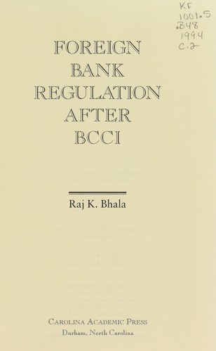 Foreign bank regulation after BCCI