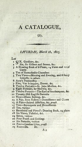 Collection of prints, including choice specimens of the works of Hollar, Albert Durer, Rubens, Vandyk, Goltzius, Edelinck, Salvator Rosa, and other esteemed masters