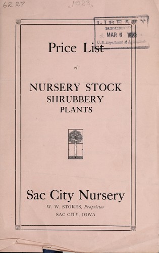 Price list of nursery stock, shrubbery, plants