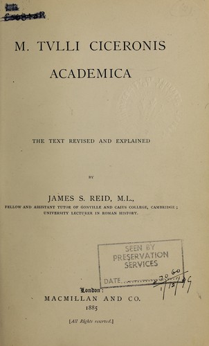 M. Tulli Ciceronis Academica