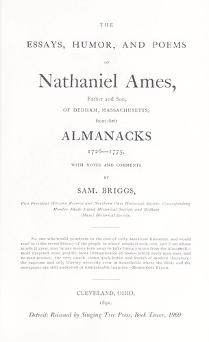The essays, humor, and poems of Nathaniel Ames