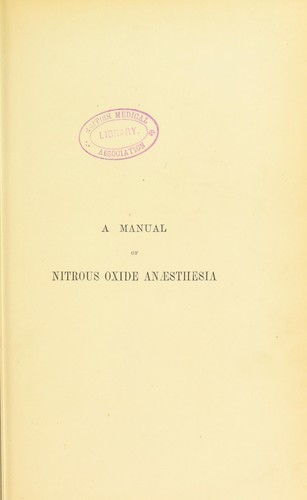 A manual of nitrous oxide anaesthesia