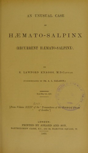 An unusual case of haemato-salpinx (recurrent haemato-salpinx)