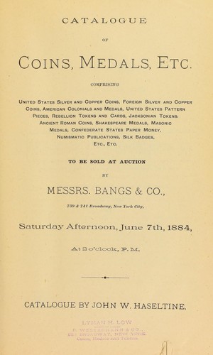 Catalogue of coins, medals, etc. ... to be sold at auction ...