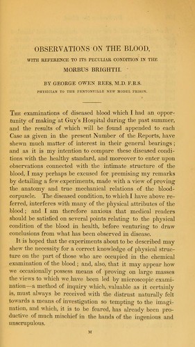 Observations on the blood