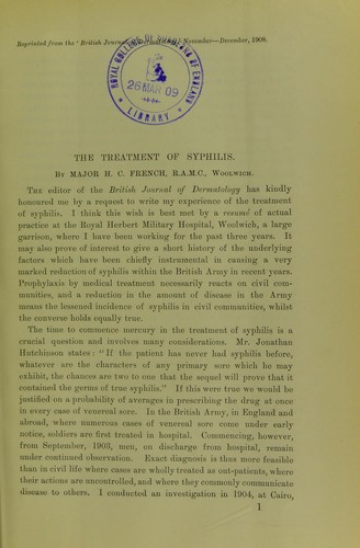 The treatment of syphilis