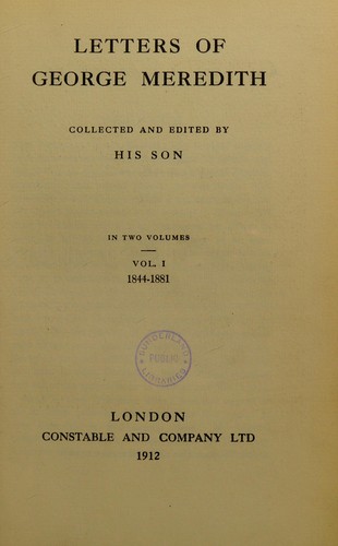 Letters of George Meredith
