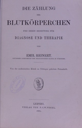 Die Z©Þhlung der Blutk©œrperchen und deren Bedeutung f©ơr Diagnose und Therapie