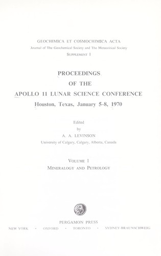 Proceedings of the Apollo Lunar 11 Science Conference (3 vols)