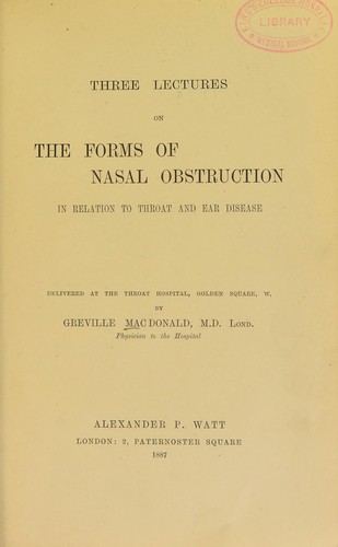 Three lectures on the forms of nasal obstruction