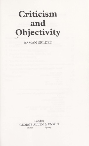 Criticism and objectivity