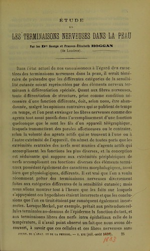 ©tude sur les terminaisons nerveuses dans la peau
