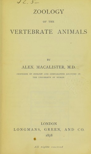 Zoology of the vertebrate animals