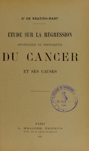 ©tude sur la r©♭gression spontan©♭e ou provoqu©♭e du cancer et ses causes