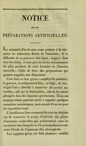 Notice sur les pr©♭parations artificielles de M. Auzoux