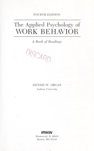 Applied Psychology of Work Behavior