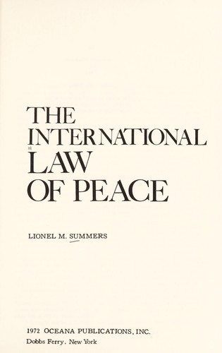 The international law of peace