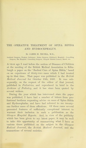 The operative treatment of spina bifida and hydrocephalus