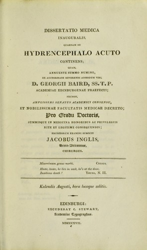 Dissertatio medica inauguralis quaedam de hydrencephalo acuto continens
