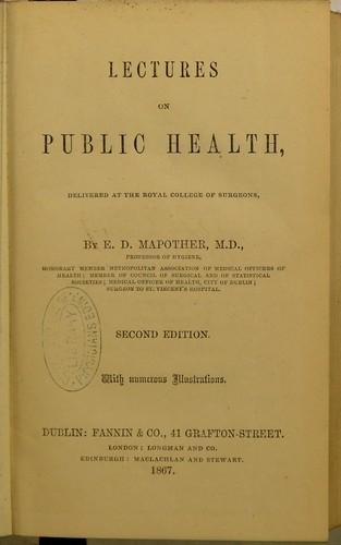 Lectures on public health : delivered at the Royal College of Surgeons