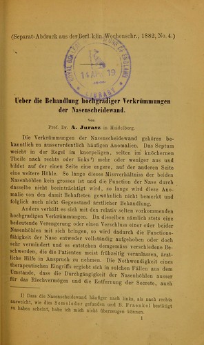Ueber die Behandlung hochgradiger Verkr©ơmmungen der Nasenscheidewand