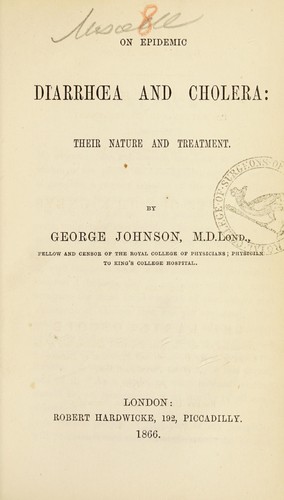 On epidemic diarrhoea and cholera