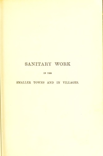 Sanitary work in the smaller towns and in villages