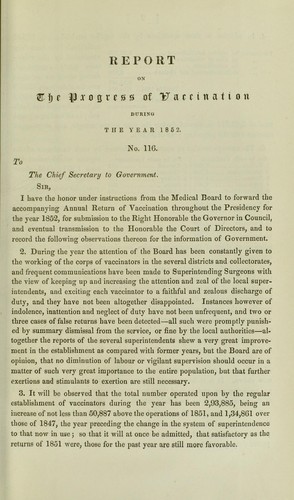Report on the progress of vaccination in the Madras Presidency