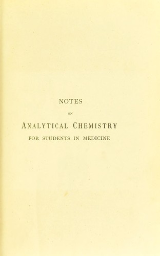 Notes on analytical chemistry for students in medicine