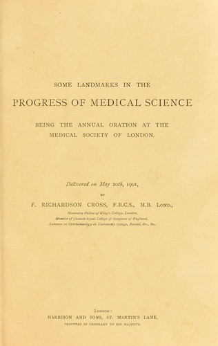 Some landmarks in the progress of medical science