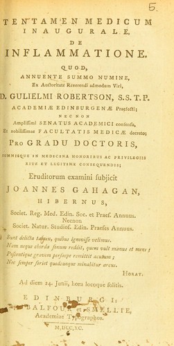 Tentamen medicum inaugurale, de inflammatione
