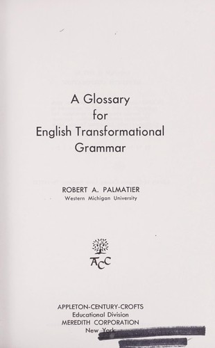 A glossary for English transformational grammar