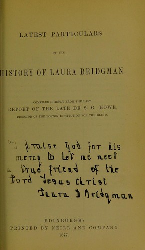 Latest particulars of the history of Laura Bridgman