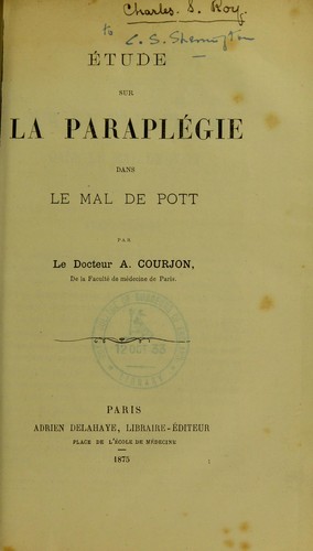 ©tude sur la parapl©♭gie dans le mal de Pott