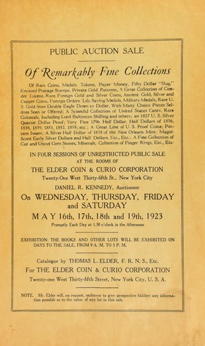 Public auction sale of remarkably fine collections of rare coins ...