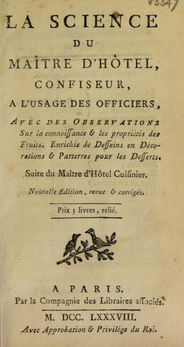 La science du maître d'hôtel, confiseur