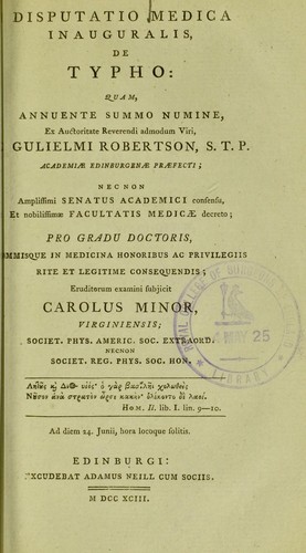 Disputatio medica inauguralis, de typho ; quam...