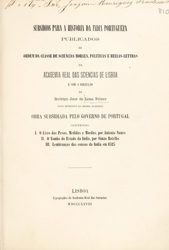Subsidios para a historia da India portugueza